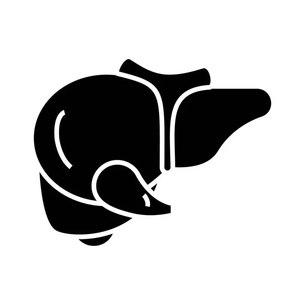 Ícone de fígado, ilustração vetorial, sinal preto em fundo isolado — Vetor de Stock