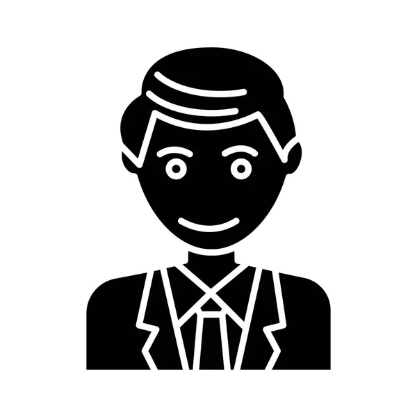 Hombre línea de oficina hombre de negocios icono, vector de ilustración, signo negro sobre fondo aislado — Archivo Imágenes Vectoriales