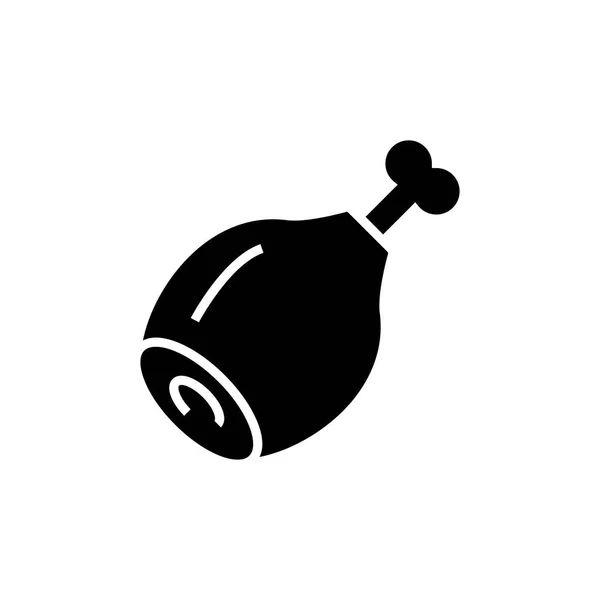 Icono de pollo de carne, ilustración vectorial, signo negro sobre fondo aislado — Vector de stock