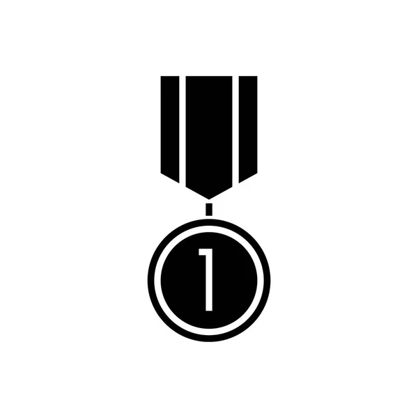 Значок медали, векторная иллюстрация, черный знак на изолированном фоне — стоковый вектор