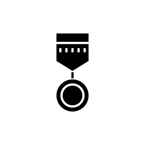 Medaille ronde pictogram, vector illustratie, zwarte teken op geïsoleerde achtergrond — Stockvector