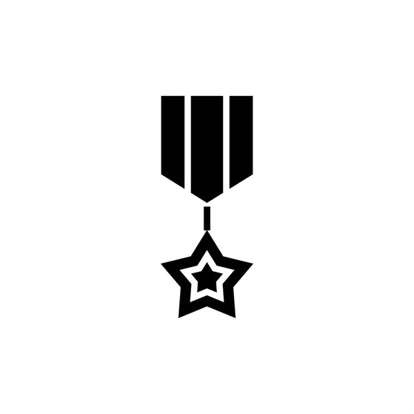 Medaille sterpictogram, vector illustratie, zwarte teken op geïsoleerde achtergrond — Stockvector