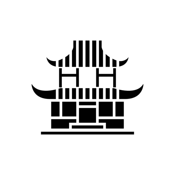 Icono de pagoda, ilustración vectorial, signo negro sobre fondo aislado — Vector de stock