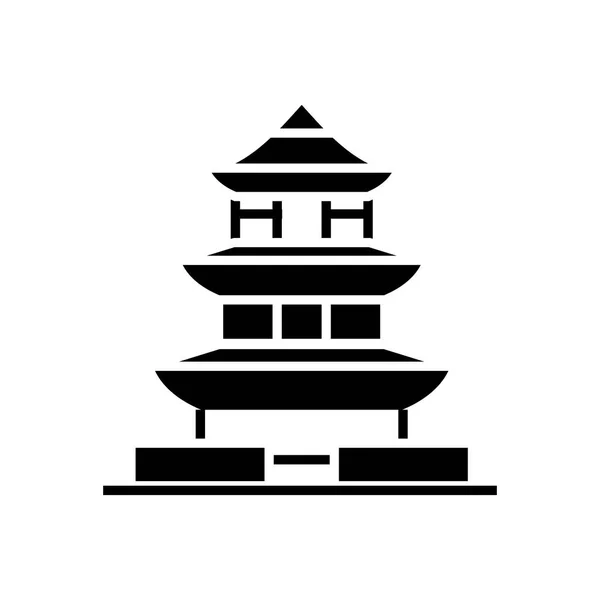 Pagoda - icono de Japón, ilustración vectorial, signo negro sobre fondo aislado — Vector de stock
