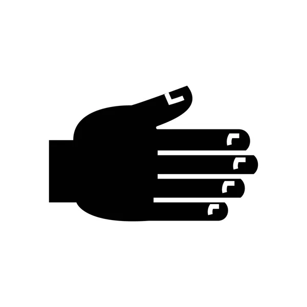 Palma aberta - saudações - agarrando - atingindo ícone, ilustração vetorial, sinal preto em fundo isolado —  Vetores de Stock