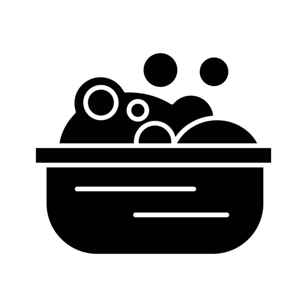 Lavabo avec icône en mousse de savon, illustration vectorielle, panneau noir sur fond isolé — Image vectorielle