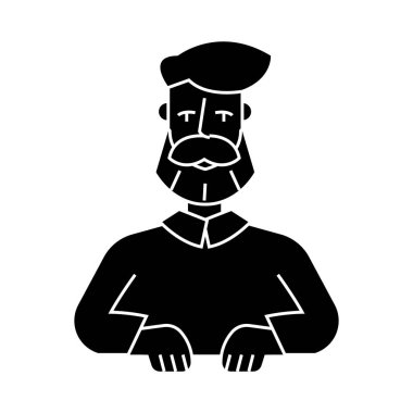 adam simgesi sakal, illüstrasyon, siyah işareti izole arka plan üzerinde vektör