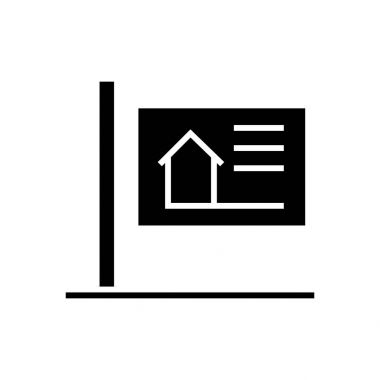 simge billboard, illüstrasyon, siyah işareti izole arka plan üzerinde vektör