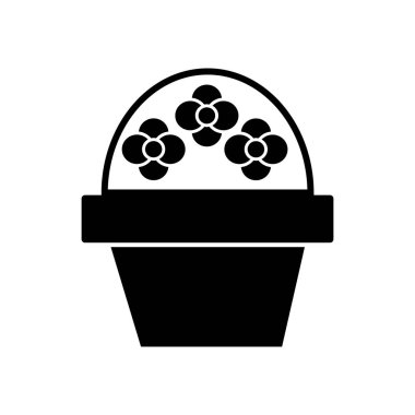 çiçek simgesi fırça, illüstrasyon, siyah işareti izole arka plan üzerinde vektör