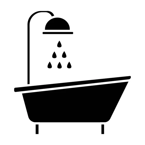 Küvet duş simgesi, vektör çizim, izole arka plan üzerinde siyah işareti — Stok Vektör