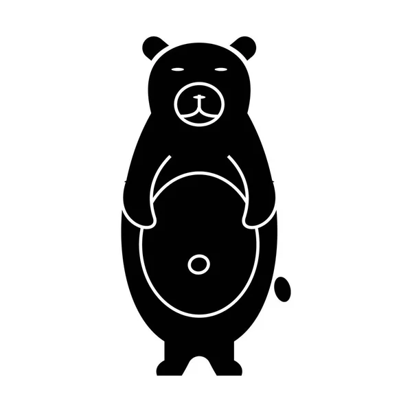 Urso bonito ícone, ilustração vetorial, sinal preto no fundo isolado — Vetor de Stock