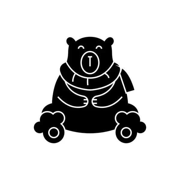 곰 극 지 귀여운 아이콘, 고립 된 배경에 검은 그림 기호 벡터 — 스톡 벡터