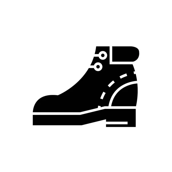 Icono de botas, ilustración vectorial, signo negro sobre fondo aislado — Vector de stock