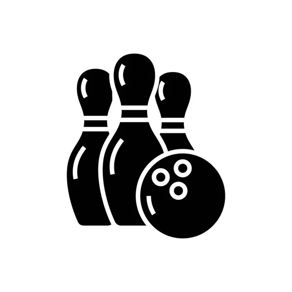 Bowling-Symbol, Vektorabbildung, schwarzes Zeichen auf isoliertem Hintergrund — Stockvektor