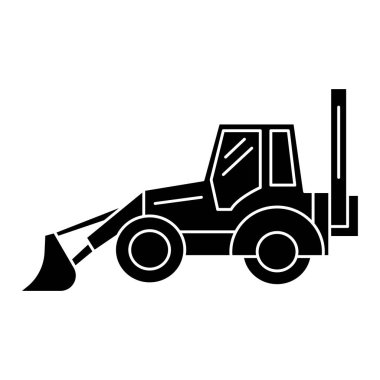 buldozer kutsal kişilerin resmi, vektör çizim, izole arka plan üzerinde siyah işareti