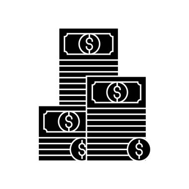 iş para sigorta simge, vektör çizim, izole arka plan üzerinde siyah işareti