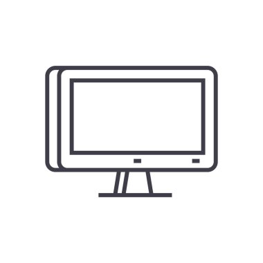 3D monitör simgesini, vektör çizim, izole arka plan üzerinde oturum
