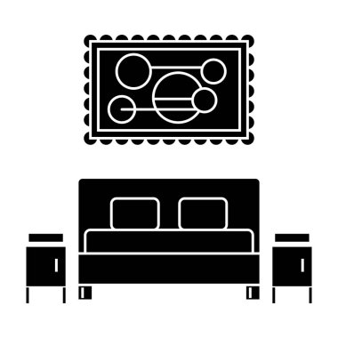 yatak odası kutsal kişilerin resmi, vektör çizim, izole arka plan üzerinde oturum