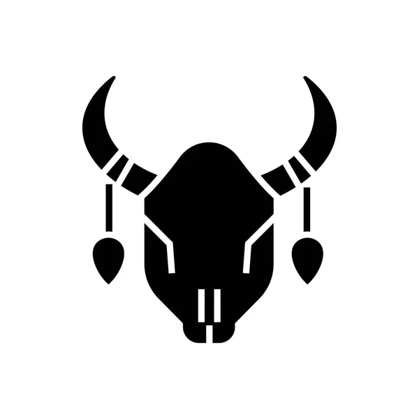 Stier schedel pictogram, vector illustratie, zwarte teken op geïsoleerde achtergrond — Stockvector
