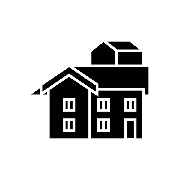 Icono de bungalow, ilustración vectorial, signo negro sobre fondo aislado — Vector de stock