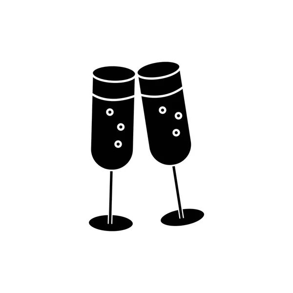 Vivas, copos de vinho ícone, ilustração vetorial, sinal no fundo isolado — Vetor de Stock
