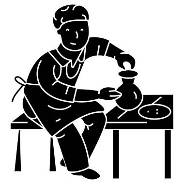 çanak çömlek, potter, Fransız kutsal kişilerin resmi, vektör çizim, izole arka plan üzerinde oturum