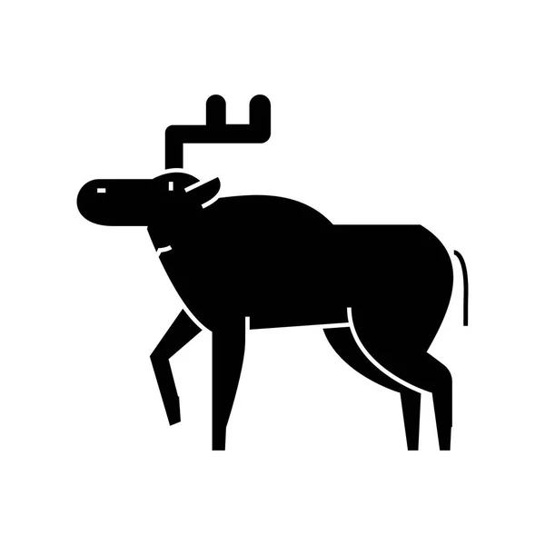 Ícone de alce, ilustração vetorial, sinal no fundo isolado — Vetor de Stock