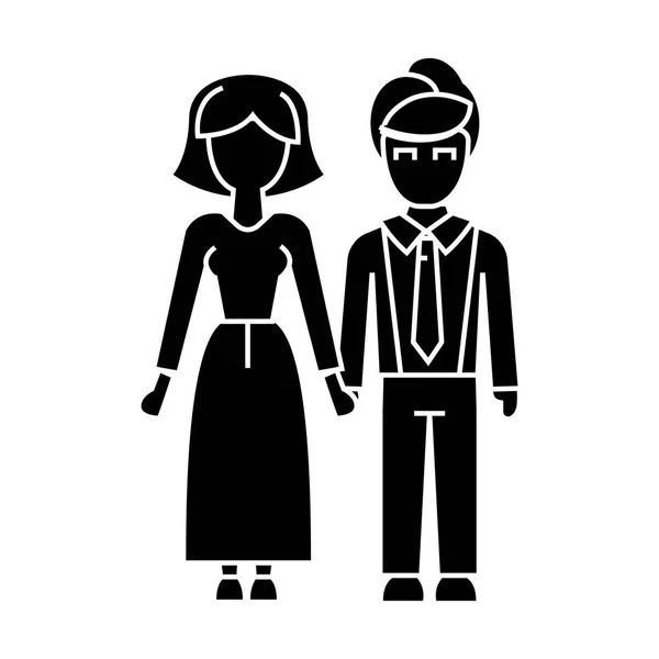 Família, mulher e homem ícone, ilustração vetorial, sinal no fundo isolado — Vetor de Stock