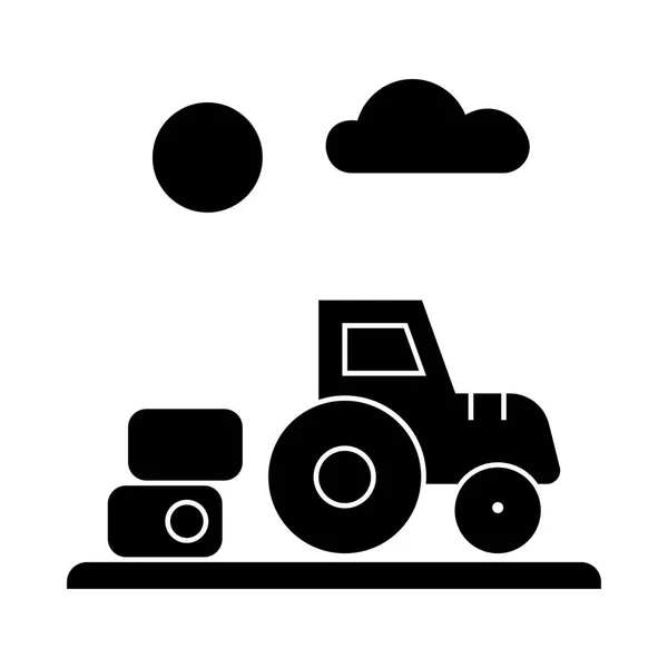 Farm harvest, tractor  icon, vector illustration, sign on isolated background — Stock Vector