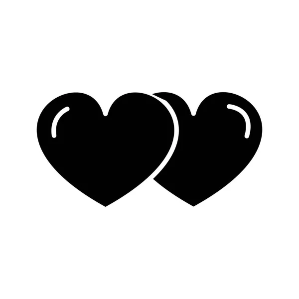 Εικονίδιο αγάπη δυο καρδιές, εικονογράφηση διάνυσμα, συνδεθείτε σε απομονωμένες φόντο — Διανυσματικό Αρχείο