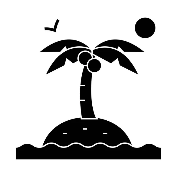 Ostrov s dlaněmi ikonou, vektorové ilustrace, podepsat na izolované pozadí — Stockový vektor