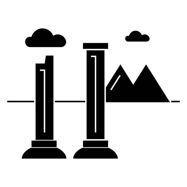 Monumentos de ruinas icono, ilustración vectorial, signo sobre fondo aislado — Vector de stock