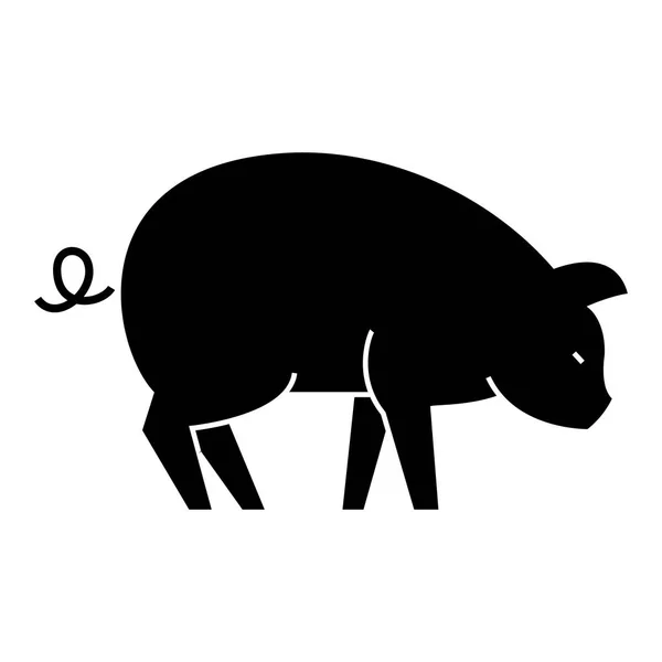 Schwein-Symbol, Vektorabbildung, Zeichen auf isoliertem Hintergrund — Stockvektor