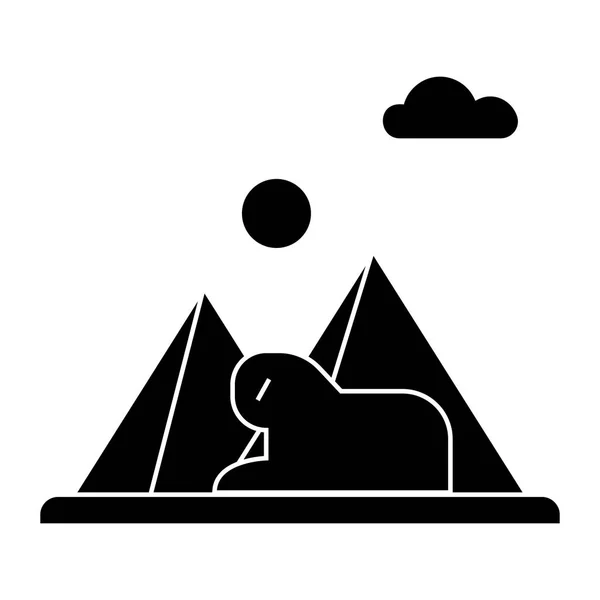 Pyramides, icône égyptienne, illustration vectorielle, signe sur fond isolé — Image vectorielle