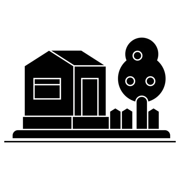 Icono de la casa, ilustración vectorial, signo en el fondo aislado — Vector de stock