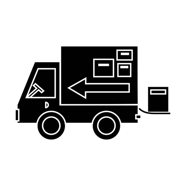 Entrega de camiones icono de envío, ilustración de vectores, signo en el fondo aislado — Vector de stock