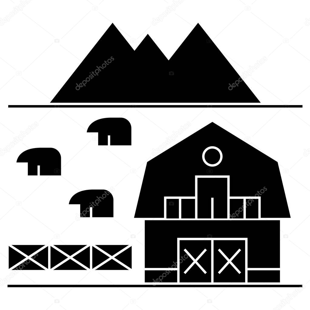 farm in tuscany  icon, vector illustration, sign on isolated background
