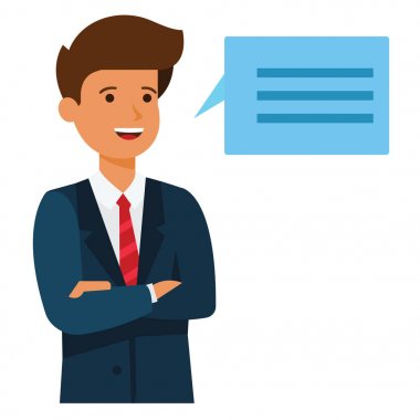 işadamı konuşma karikatür düz vektör illüstrasyon kavramı izole beyaz zemin üzerine beyin fırtınası