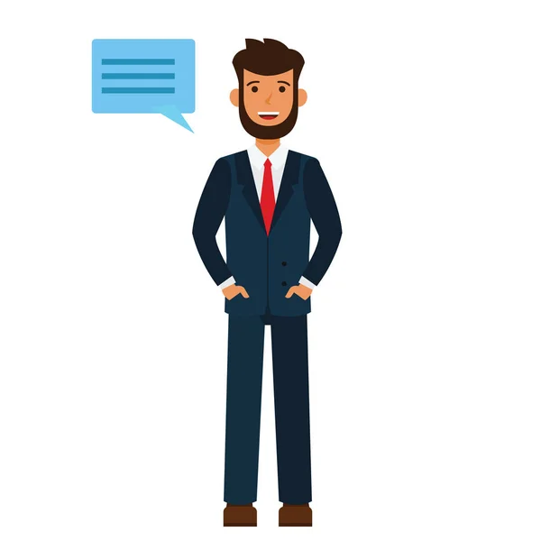 Business man says hello cartoon flat vector illustration concept on isolated white background — стоковый вектор