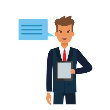 gazeteci diyor ve karikatür düz vektör illüstrasyon kavramı izole beyaz arka plan üzerinde gösterir