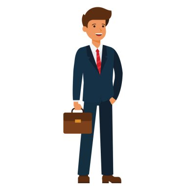 mutlu genç işadamı karikatür düz vektör illüstrasyon kavramı izole beyaz zemin üzerine