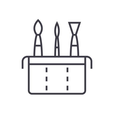 Sanat fırça olgu doğrusal simgesi, işaret, sembol, vektör izole arka plan üzerinde