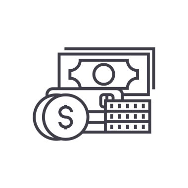 kredi kartı ve bankamatik doğrusal simgesi, işaret, sembol, vektör izole arka plan üzerinde