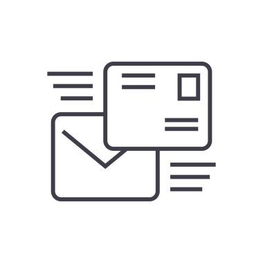 Doğrusal simgesi, işaret, sembol, posta e-posta izole arka plan üzerinde vektör