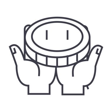 mali destek el doğrusal simgesi, işaret, sembol, vektör izole arka plan üzerinde