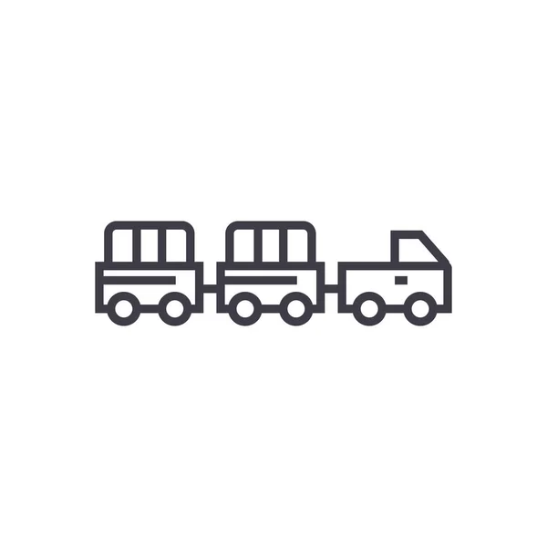 Airoport 行李拖车线性的图标、 标志、 符号，孤立背景矢量 — 图库矢量图片