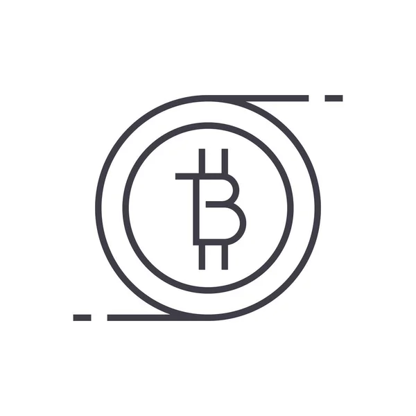 Lineares Symbol, Zeichen, Symbol, Vektor auf isoliertem Hintergrund der Bitcoin-Technologie — Stockvektor