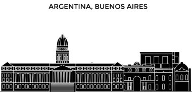 Arjantin, Buenos Aires mimari vektör şehir manzarası, seyahat yerler, binalar, arka plan üzerinde izole manzaraları ile cityscape