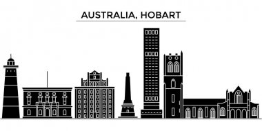 Avustralya, Hobart mimari vektör şehir manzarası, seyahat yerler, binalar, arka plan üzerinde izole manzaraları ile cityscape