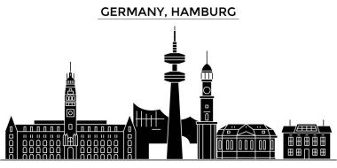 Almanya, Hamburg mimari vektör şehir manzarası, seyahat yerler, binalar, arka plan üzerinde izole manzaraları ile cityscape